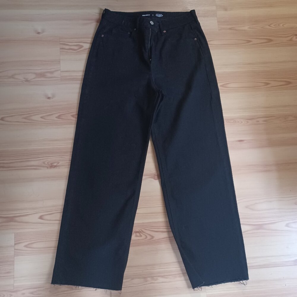 Old Navy Sky-Hi Wide Black Denim Jeans, NWOT